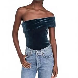 NEW AGOLDE bree banded thong bodysuit in velvet green